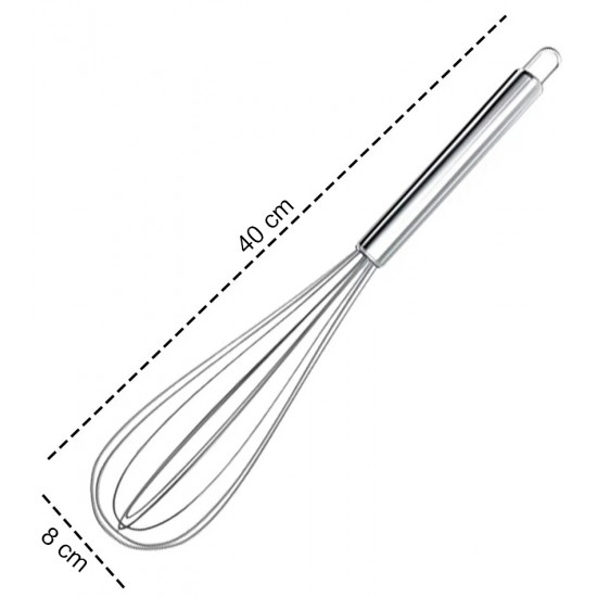 Batedor Manual Fouet 40cm Profissional Aço Inox